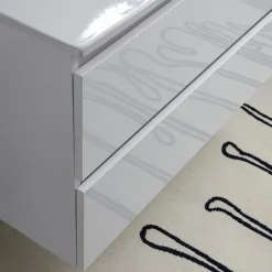 Ensemble Meuble De Salle De Bains|Kiamami Valentina Meuble De Salle De Bain Avec Tiroirs 100Cm Lavabo Et Miroir Blanc Brillant - Benaco