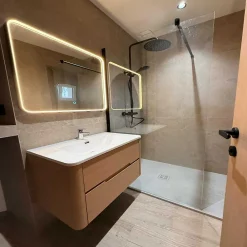 Jindoli Meuble de salle de bain avec vasque 100 cm effet chêne naturel Aquabale