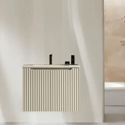 Jindoli Meuble de salle de bain avec vasque 80 cm amande Aquavenus