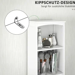 ProximaX Meuble de salle de bain, armoire haute à 3 étagères et 1 tiroir, étagère de salle de bain, meuble de salle de bain, blanc