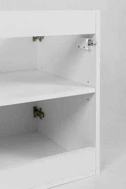 Lave-Mains|3xE Living Meuble de salle de bain, Blanc + poignée dorée, 40 x 57 x 46 cm