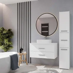 3xE Living Meuble de salle de bain, blanc, 80 x 45 x 50 cm