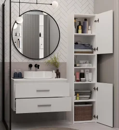3xE Living Meuble de salle de bain, blanc, 80 x 45 x 50 cm