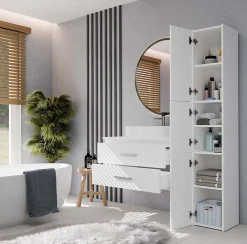 3xE Living Meuble de salle de bain, blanc, 80 x 45 x 50 cm