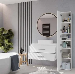 3xE Living Meuble de salle de bain, blanc, 80 x 45 x 50 cm