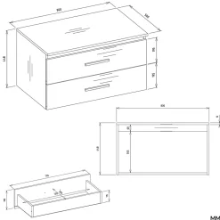 3xE Living Meuble de salle de bain, blanc, 80 x 45 x 50 cm