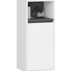 3xE Living Meuble de salle de bain, blanc/gris graphite, 35 x 80 x 30 cm