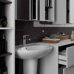 3xE Living Meuble de salle de bain, blanc/gris graphite, 50 x 170 x 30 cm