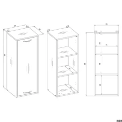 3xE Living Meuble de salle de bain, blanc, 35 x 67 x 30 cm