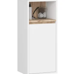 3xE Living Meuble de salle de bain, blanc/chêne Sonoma, 35 x 80 x 30 cm