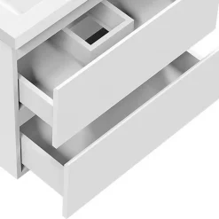 AICA Sanitaire Meuble de salle de bain blanc 50cm, suspendu avec 2 tiroirs