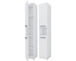 3xE Living Meuble de salle de bain, blanc mat, blanc brillant, 30 x 174 x 30 cm