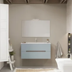 Ensemble Meuble De Salle De Bains|Kiamami Valentina Meuble De Salle De Bain Bleu Mat Et Chêne Naturel 100 Cm - Magnolia