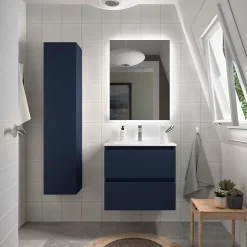 Cygnus bath Meuble de salle de bain BEQUIA 60cm Bleu mat Vasque Porcelaine