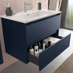 Cygnus bath Meuble de salle de bain BEQUIA 60cm Bleu mat Vasque Porcelaine