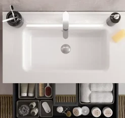Cygnus bath Meuble de salle de bain BEQUIA 60cm Bleu mat Vasque Porcelaine