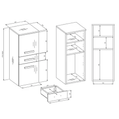 3xE Living Meuble de salle de bain, blanc mat, 85 x 30 x 30 cm