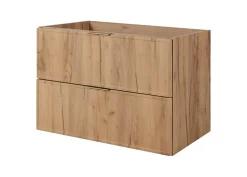 Lave-Mains|3xE Living Meuble de salle de bain, Chêne Craft, poignée dorée, 46 x 80 x 57 cm