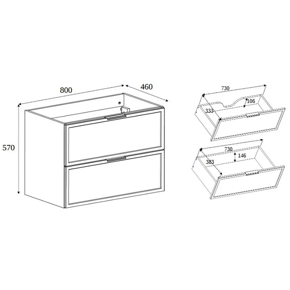 Lave-Mains|3xE Living Meuble de salle de bain, Chêne Craft, poignée dorée, 46 x 80 x 57 cm