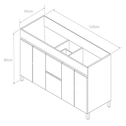 Meuble Vasque|Cosyneo Meuble de salle de bain 120cm double vasque sans miroir sur pieds avec portes et tiroirs - cambrian (chêne clair) - HARO