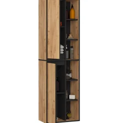 3xE Living Meuble de salle de bain, chêne artisanal/noir, 50 x 170 x 30 cm