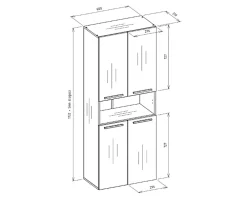3xE Living Meuble de salle de bain, cachemire, 60 x 30 x 174 cm