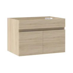 AICA Sanitaire Meuble de salle de bain 80cm à double porte, suspendu, Chêne