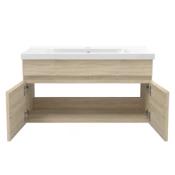 AICA Sanitaire Meuble de salle de bain 80cm à double porte, suspendu, Chêne