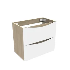 Meuble Sous-Vasque|AICA Sanitaire Meuble de salle de bain 60cm avec 2 tiroirs, suspendu Blanc + Chêne
