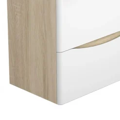 Meuble Sous-Vasque|AICA Sanitaire Meuble de salle de bain 60cm avec 2 tiroirs, suspendu Blanc + Chêne