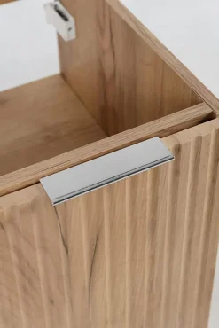 Lave-Mains|3xE Living Meuble de salle de bain, Chêne Craft + poignée argentée, 40 x 57 x 46 cm
