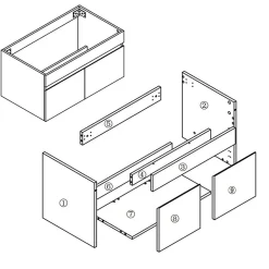 Meuble Sous-Vasque|AICA Sanitaire Meuble de salle de bain 80cm à double porte, suspendu, blanc