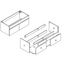 AICA Sanitaire Meuble de salle de bain 100cm à double porte, suspendu, Chêne