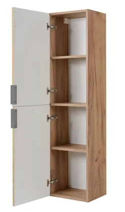 Colonne De Salle De Bains|3xE Living Meuble de salle de bain, Chêne Craft, poignée argentée, 35 x 136 x 27 cm