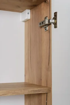 Colonne De Salle De Bains|3xE Living Meuble de salle de bain, Chêne Craft, poignée argentée, 35 x 136 x 27 cm