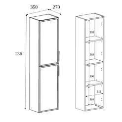Colonne De Salle De Bains|3xE Living Meuble de salle de bain, Chêne Craft, poignée argentée, 35 x 136 x 27 cm