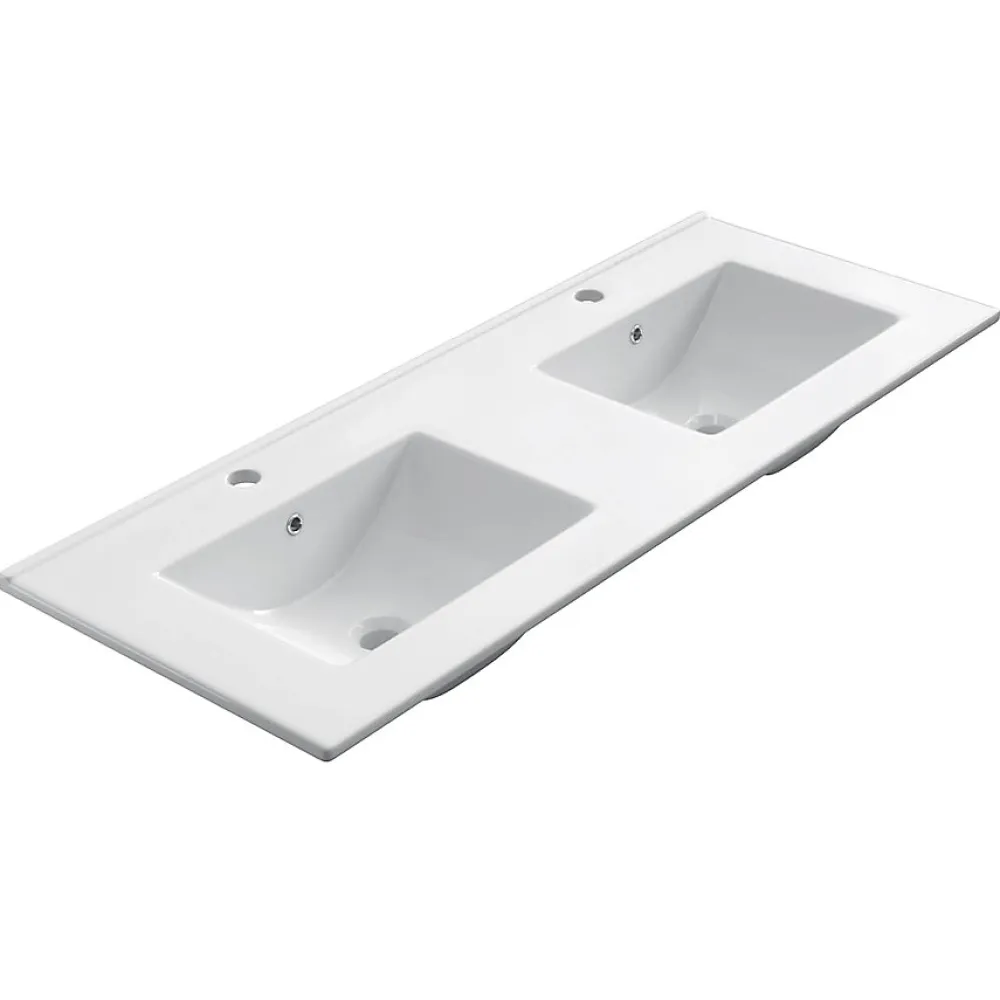 Cosyneo Meuble de salle de bain 120cm double vasque - 6 tiroirs - sans miroir - TIRIS 3C - cambrian (chêne)