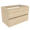 AICA Sanitaire Meuble de salle de bain chêne 80cm, suspendu avec 2 tiroirs