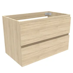AICA Sanitaire Meuble de salle de bain chêne 80cm, suspendu avec 2 tiroirs