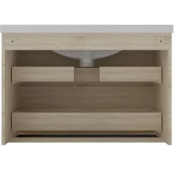 AICA Sanitaire Meuble de salle de bain chêne 80cm, suspendu avec 2 tiroirs