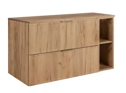 Lave-Mains|3xE Living Meuble de salle de bain, Chêne Craft, poignée dorée, 80 (60 + 20) x 46 x 57 cm