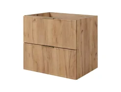 Lave-Mains|3xE Living Meuble de salle de bain, Chêne Craft, poignée dorée, 80 (60 + 20) x 46 x 57 cm