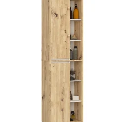Armoire De Salle De Bains|3xE Living Meuble de salle de bain, chêne artisanal/cachemire, 50 x 170 x 30 cm