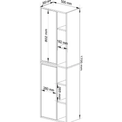 Armoire De Salle De Bains|3xE Living Meuble de salle de bain, chêne artisanal/cachemire, 50 x 170 x 30 cm
