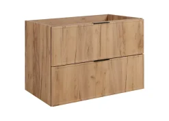 3xE Living Meuble de salle de bain, Chêne Craft, poignée noire, 46 x 80 x 57 cm