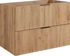 3xE Living Meuble de salle de bain, Chêne Craft, poignée noire, 46 x 80 x 57 cm