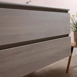 Kiamami Valentina Meuble De Salle De Bain 120Cm Lion Elm Avec Double Vasque Et Miroir 120X60 Berlin