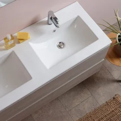 Kiamami Valentina Meuble De Salle De Bain 120Cm Lion Elm Avec Double Vasque Et Miroir 120X60 Berlin