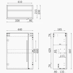 AICA Sanitaire Meuble de salle de bain 44cm avec 2 compartiments, suspendu, Anthracite