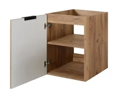 3xE Living Meuble de salle de bain, Chêne Craft + poignée noire, 40 x 57 x 46 cm